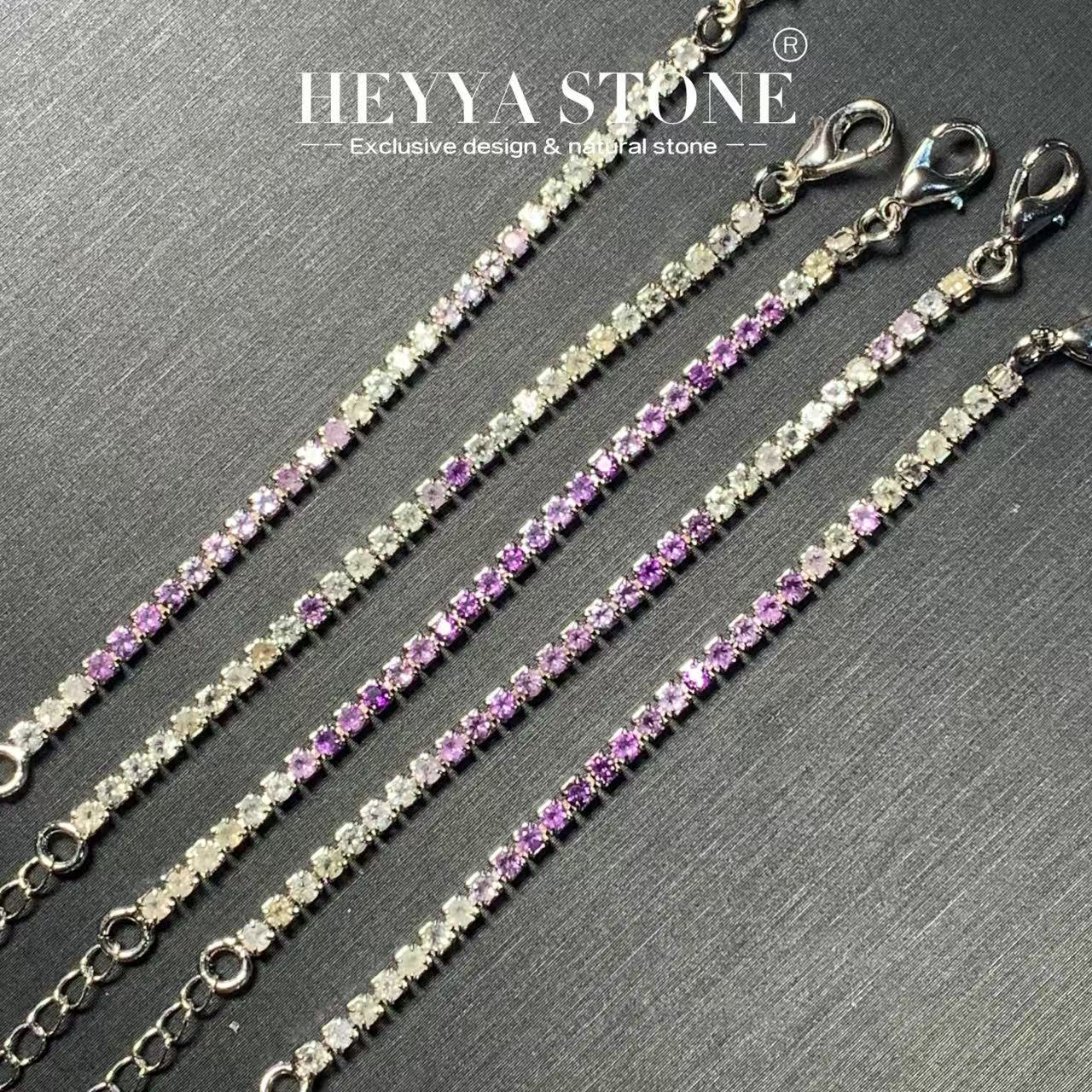 Gemstone Bracelet Healing - HEYYA STONE Natural Amethyst Citrine Tennis