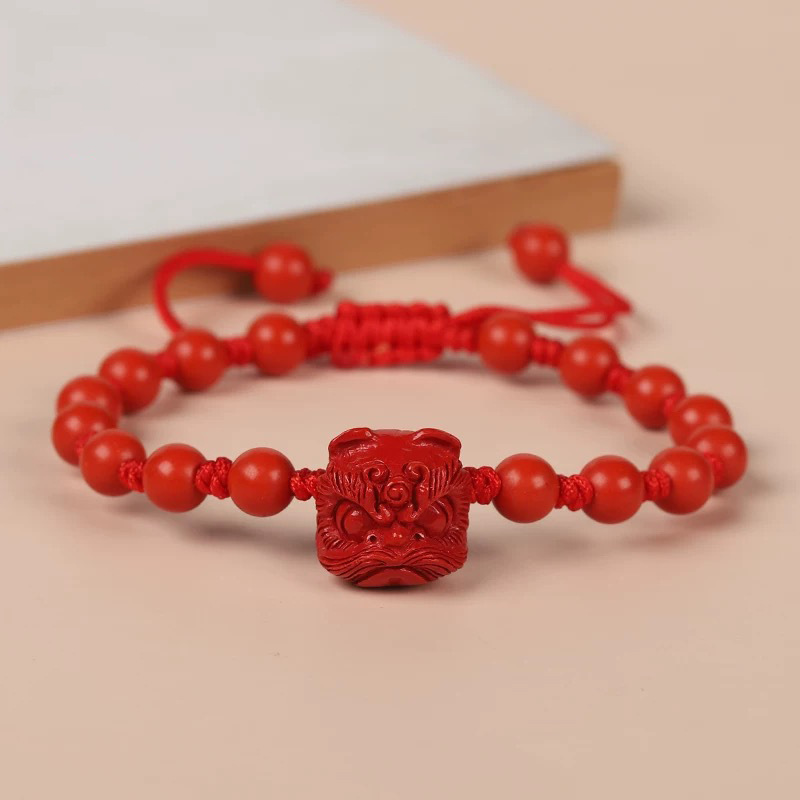 Genuine Red Cinnabar Lion Danc - огляд і ціна Gemstone Bracelet Healing