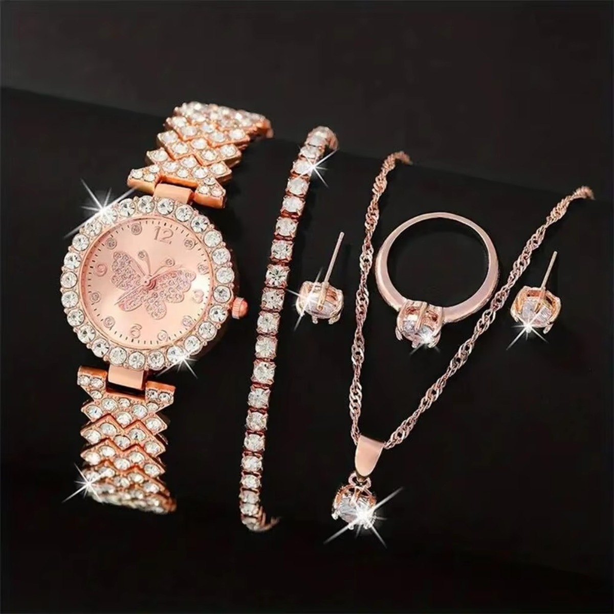 6PCS/Set Luxury Rhinestone But - огляд і ціна Jewels On Watches