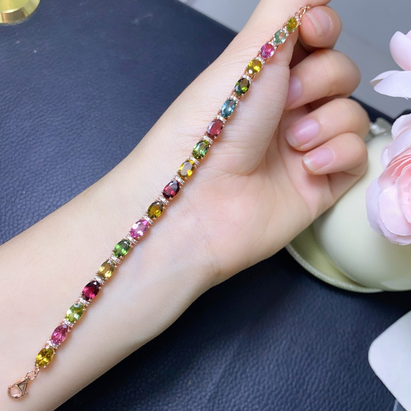 925 Silver Natural Tourmaline  - огляд і ціна Gemstone Bracelet Healing