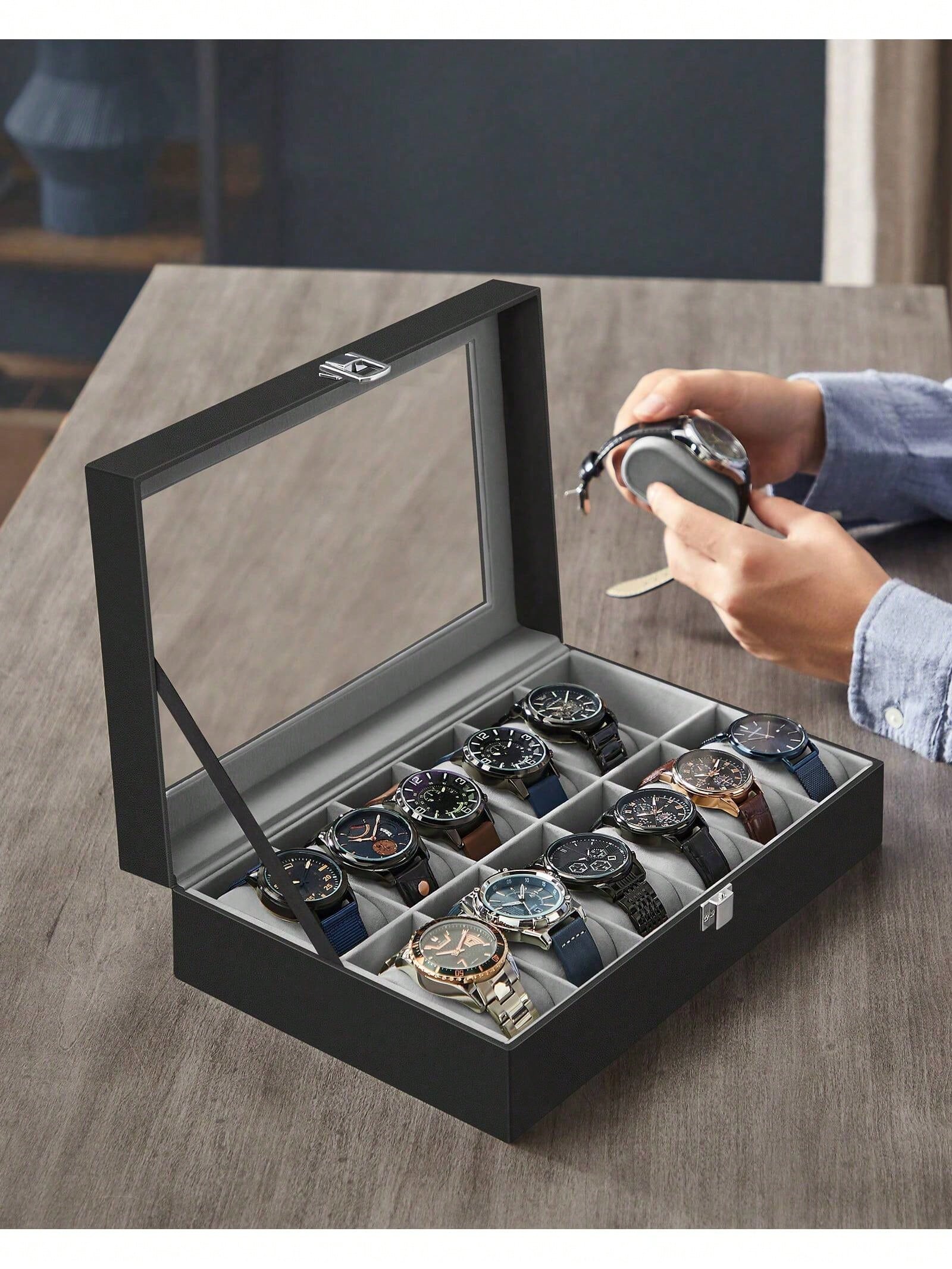 12-Slot Lockable Watch Box wit - огляд і ціна Jewels On Watches