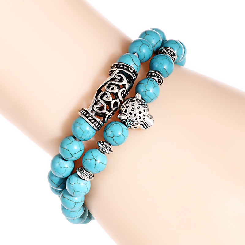Premium 2Pcs/Set Leopard Beade - огляд і ціна Gemstone Bracelet Healing