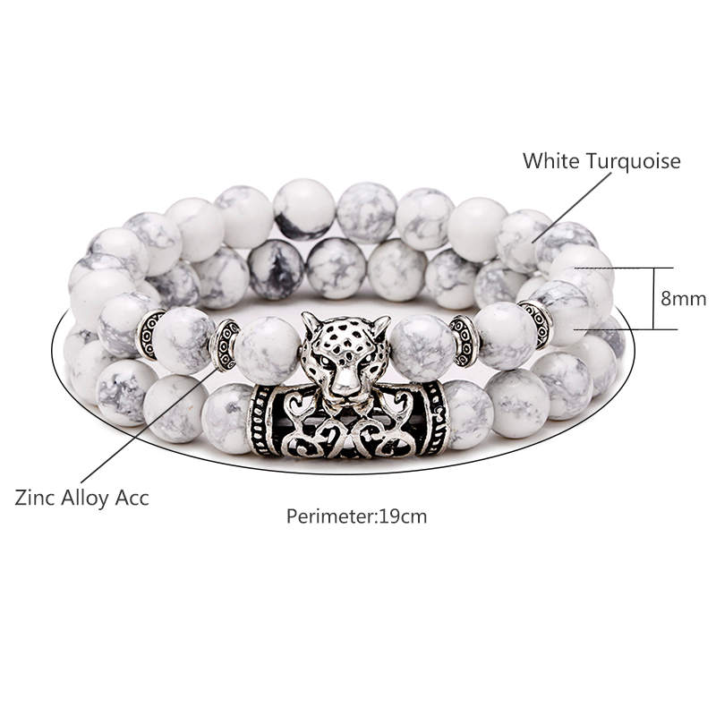 Premium 2Pcs/Set Leopard Beade - огляд і ціна Gemstone Bracelet Healing
