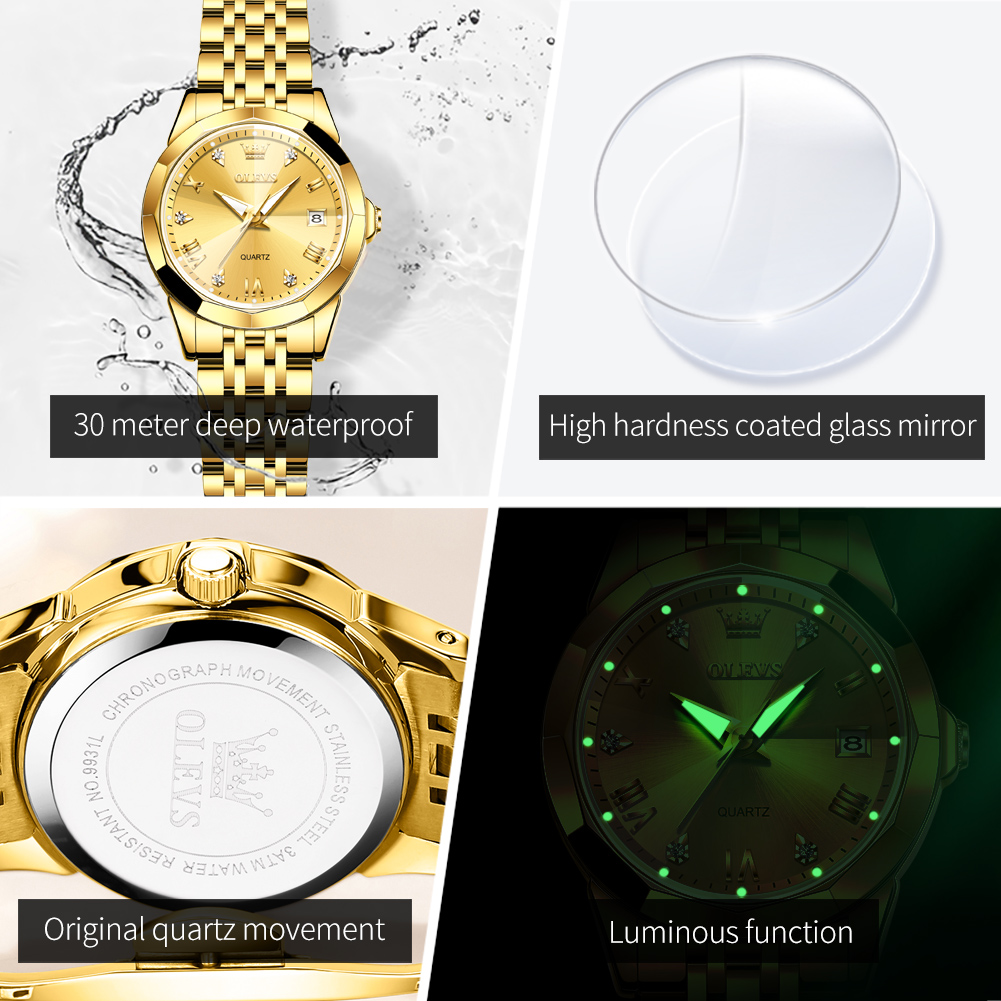 OLEVS Fashion Golden Watch for - огляд і ціна Jewelry Watches Gold